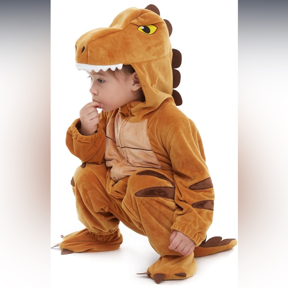 T-Rex Dinosaur Costume size: 3-6 Months Brown Soft Velvet feel